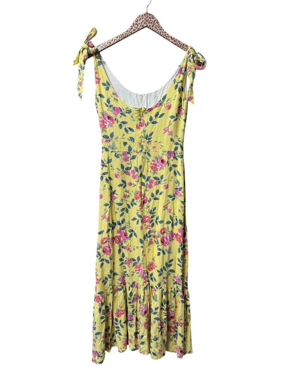 Kiel James Patrick Flower Garden Sleeveless Midi Dress Linen Blend Yellow 0 - Picture 3 of 13